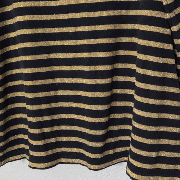 Quacker Factory Stripe Tee Navy Gold Plus 1X Nautical Preppy - Picture 5 of 8